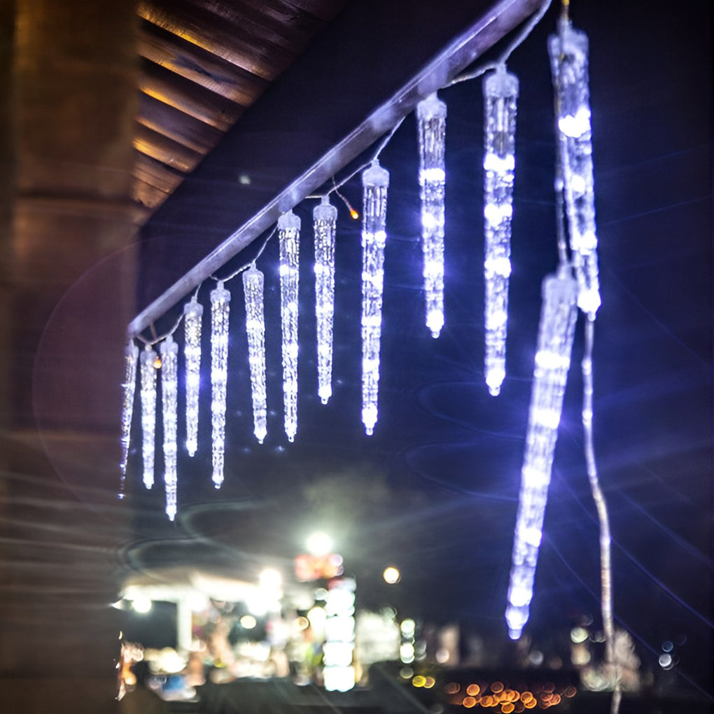 Solar Powered LED Icicle Fairy String Lights Waterproof Outdoor Garden Decor