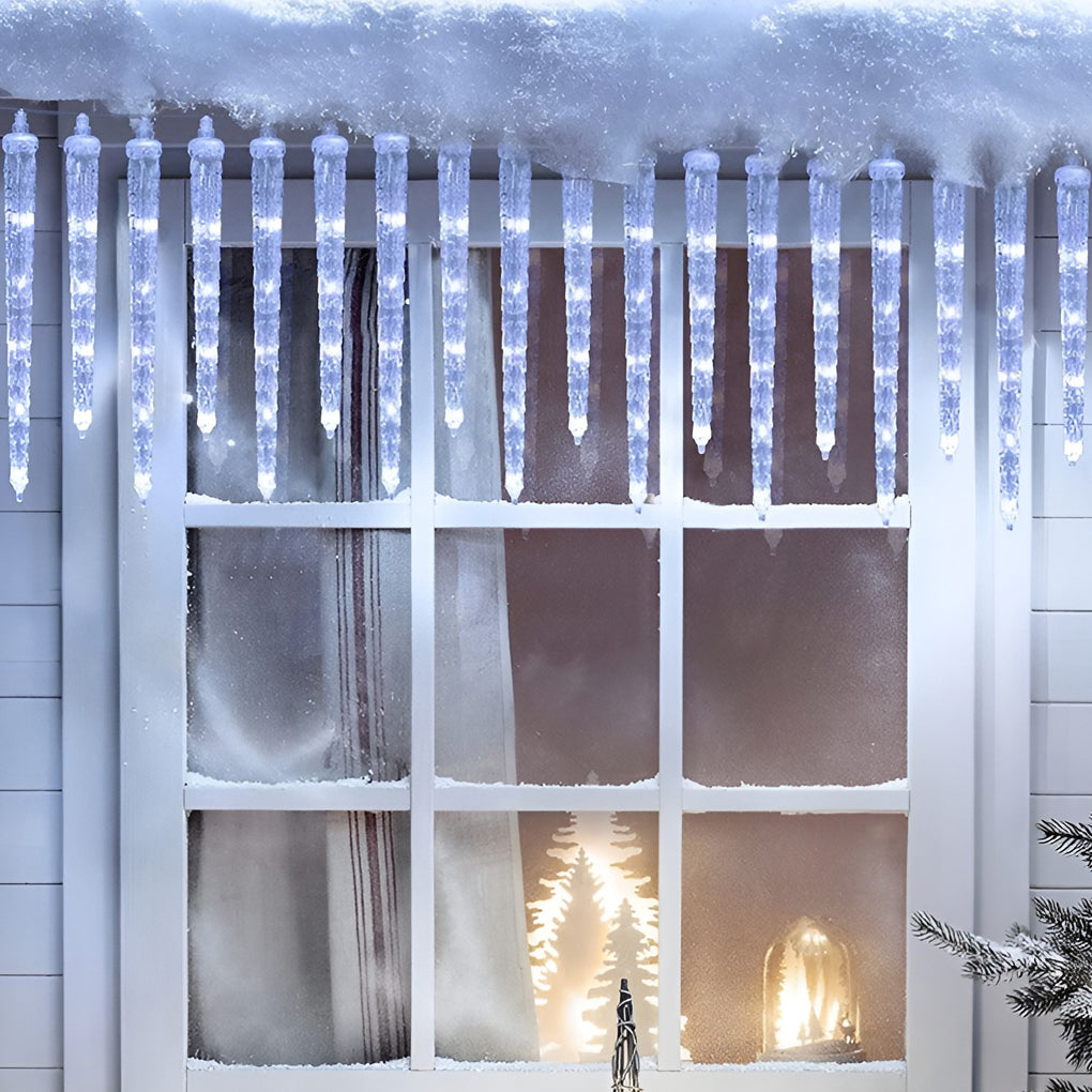 Solar Powered LED Icicle Fairy String Lights Waterproof Outdoor Garden Decor