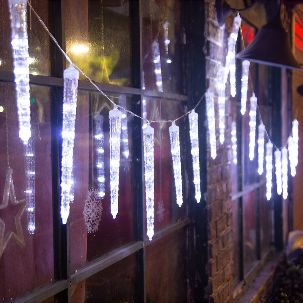 Solar Powered LED Icicle Fairy String Lights Waterproof Outdoor Garden Decor