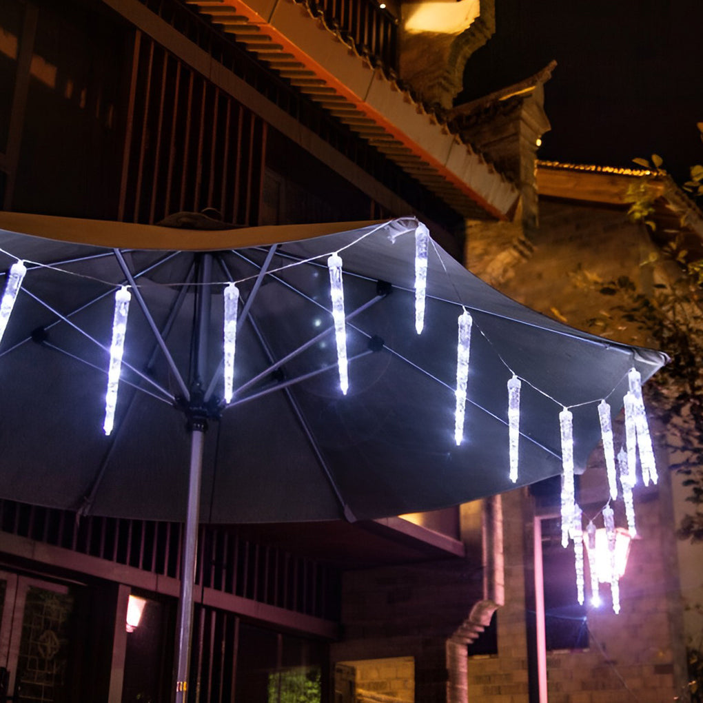 Solar Powered LED Icicle Fairy String Lights Waterproof Outdoor Garden Decor