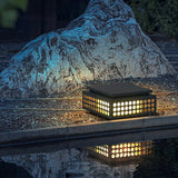 Solar Powered LED Outdoor Garden Post Light with Hollow Pattern for Villa Path and Landscape Lighting