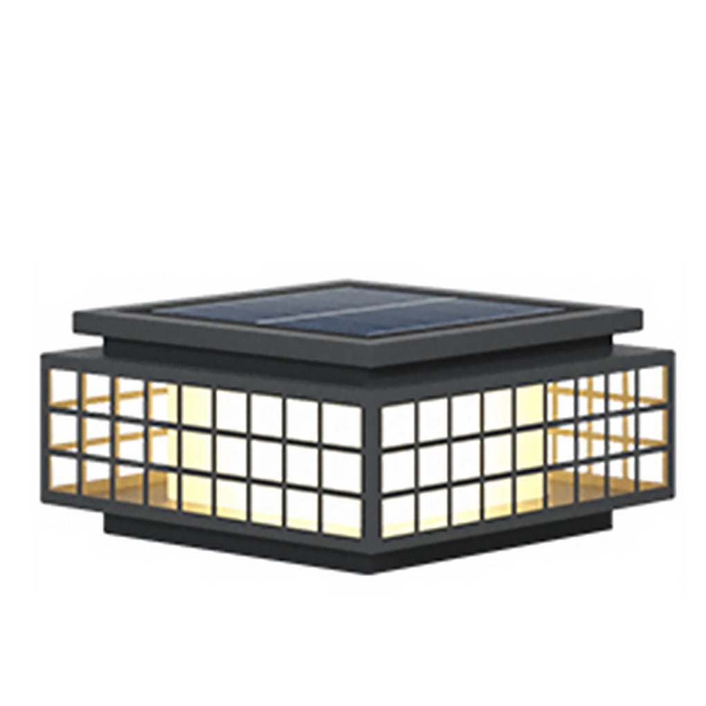 Solar Powered LED Outdoor Garden Post Light with Hollow Pattern for Villa Path and Landscape Lighting
