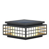 Solar Powered LED Outdoor Garden Post Light with Hollow Pattern for Villa Path and Landscape Lighting