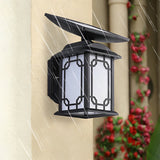 Solar Powered LED Outdoor Wall Sconce Dimmable with Remote Waterproof Black Porch Light