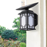 Solar Powered LED Outdoor Wall Sconce Dimmable with Remote Waterproof Black Porch Light