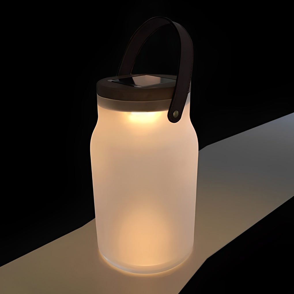 Solar Powered LED Portable Outdoor Lawn Light with Waterproof Glass Jar and Teak Wood Base