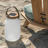 Solar Powered LED Portable Outdoor Lawn Light with Waterproof Glass Jar and Teak Wood Base
