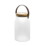 Solar Powered LED Portable Outdoor Lawn Light with Waterproof Glass Jar and Teak Wood Base