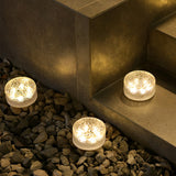 Solar Powered LED Round Ice Brick Step Lights Waterproof Outdoor Garden Path Lighting 4 Pack