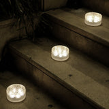 Solar Powered LED Round Ice Brick Step Lights Waterproof Outdoor Garden Path Lighting 4 Pack