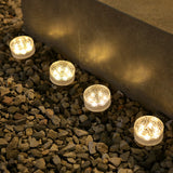 Solar Powered LED Round Ice Brick Step Lights Waterproof Outdoor Garden Path Lighting 4 Pack
