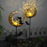 Solar Powered Moon and Flame Garden Stakes with Cracked Glass LED Projection Lighting