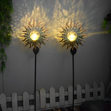 Solar Powered Moon and Flame Garden Stakes with Cracked Glass LED Projection Lighting