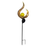 Solar Powered Moon and Flame Garden Stakes with Cracked Glass LED Projection Lighting