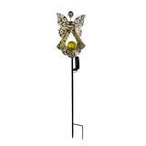 Solar Powered Moon and Flame Garden Stakes with Cracked Glass LED Projection Lighting