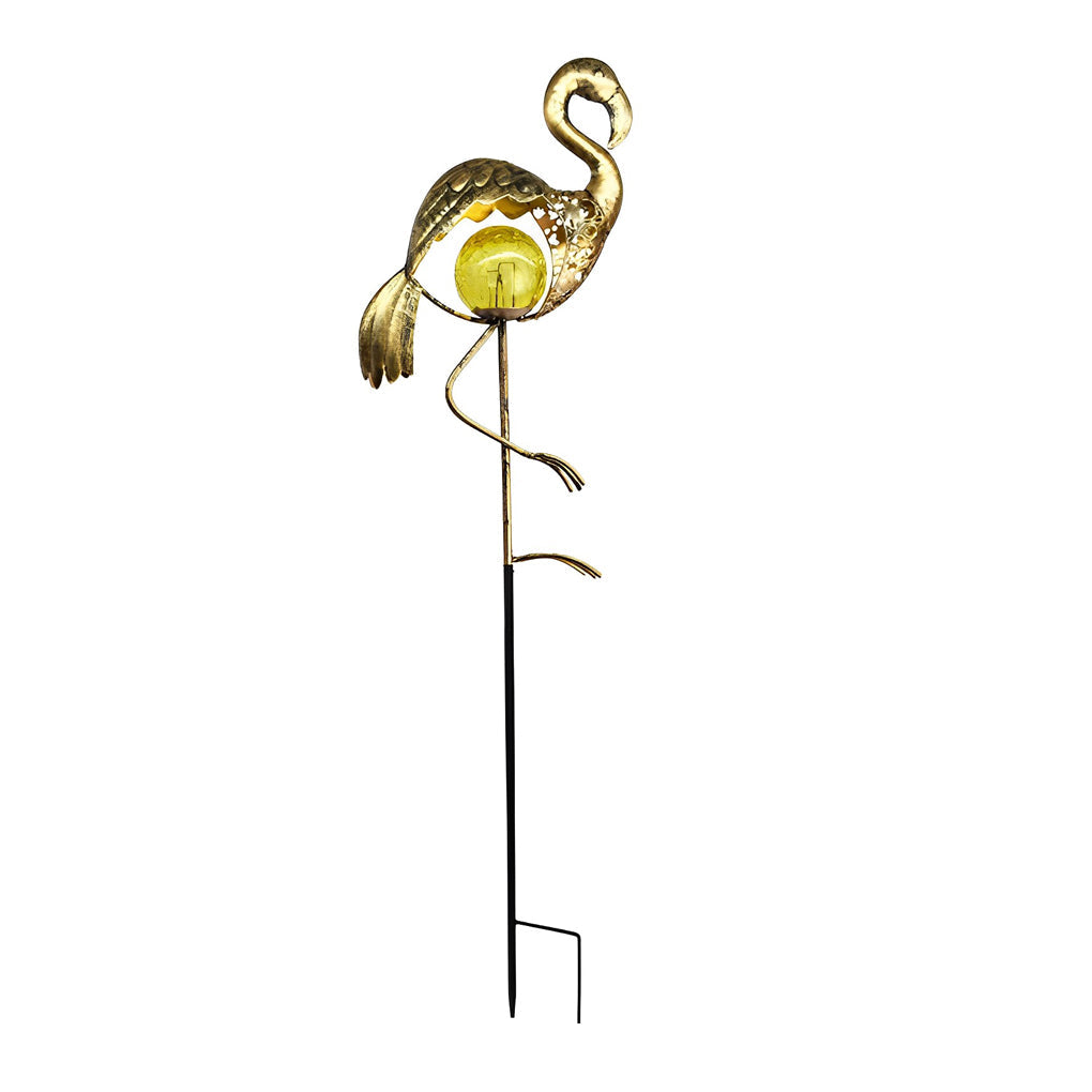 Solar Powered Moon and Flame Garden Stakes with Cracked Glass LED Projection Lighting