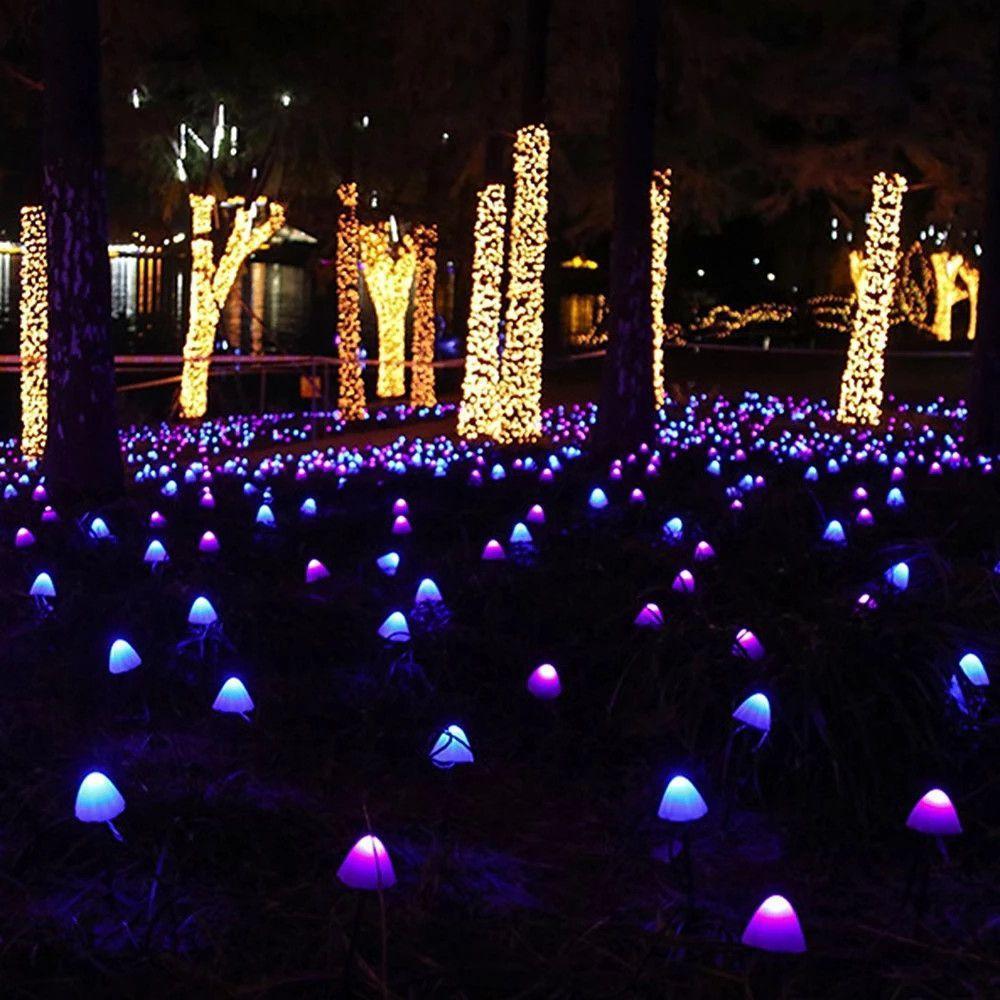 Solar Powered Mushroom Outdoor LED String Lights Waterproof Garden Path Decor 16.4 Feet