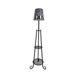 Solar Powered Outdoor Floor Lamp with Storage Shelves and Waterproof Stained Glass Shade