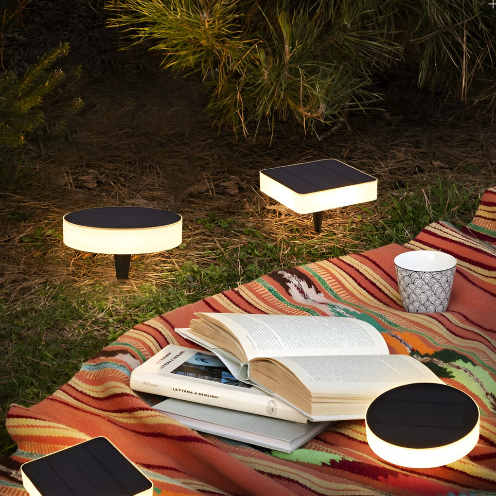 Solar Powered Outdoor Ground Disk Lights Waterproof Recessed Garden Pathway Lighting for Lawns and Decks