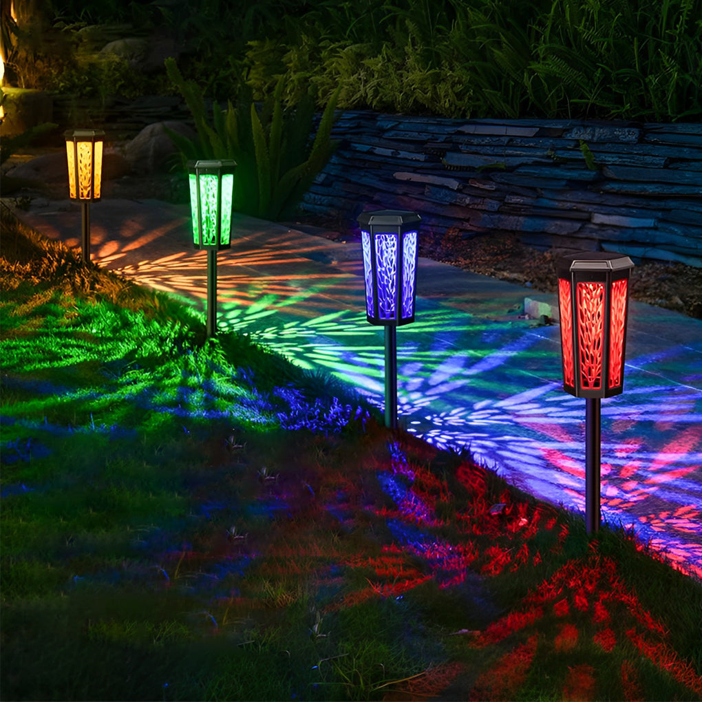 Solar Powered Outdoor Landscape Path Lights IP65 Waterproof LED Color Changing Garden Lawn Lamp
