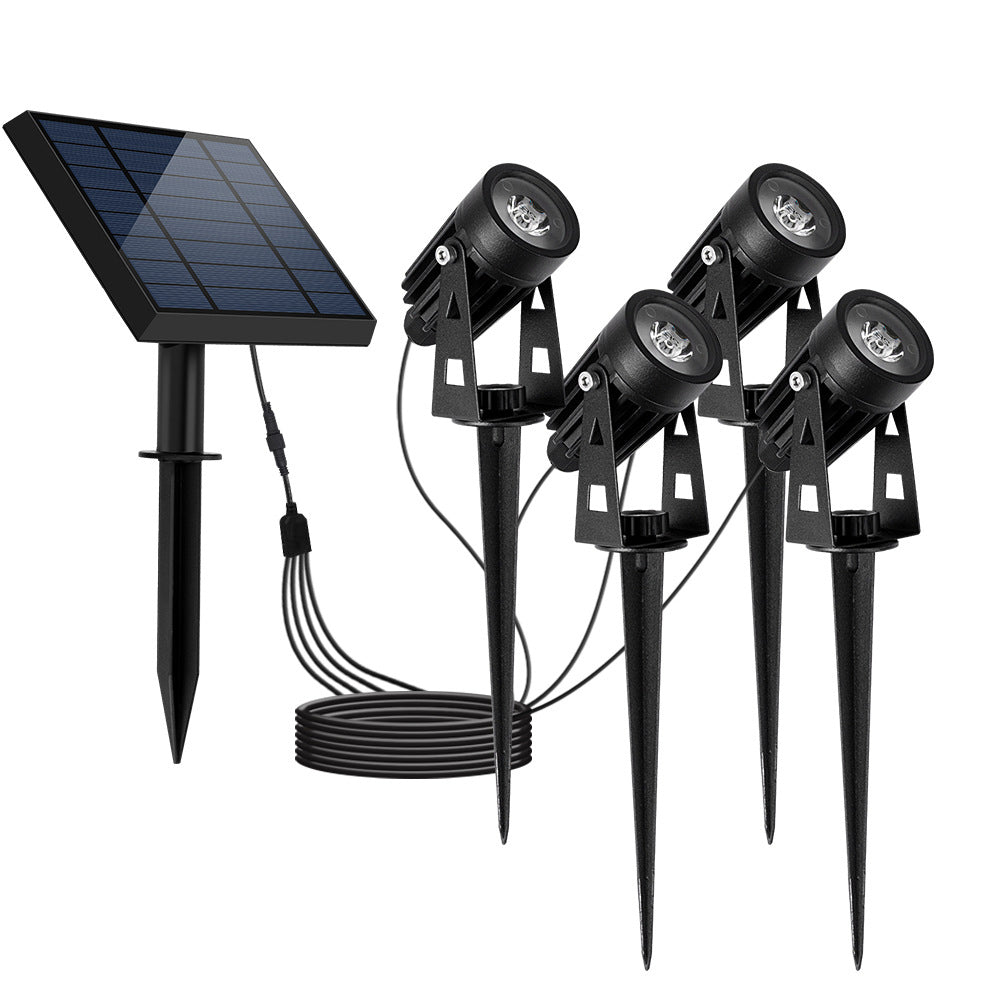 Solar Powered Outdoor Landscape Spotlight with 4 in 1 Adjustable LED Lighting for Gardens and Walls