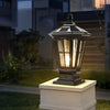 Solar Powered Outdoor Pillar Lights Waterproof Aluminum Fence Post Lantern for Garden Path and Yard