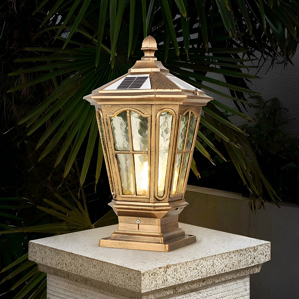 Solar Powered Outdoor Pillar Lights Waterproof Aluminum Fence Post Lantern for Garden Path and Yard