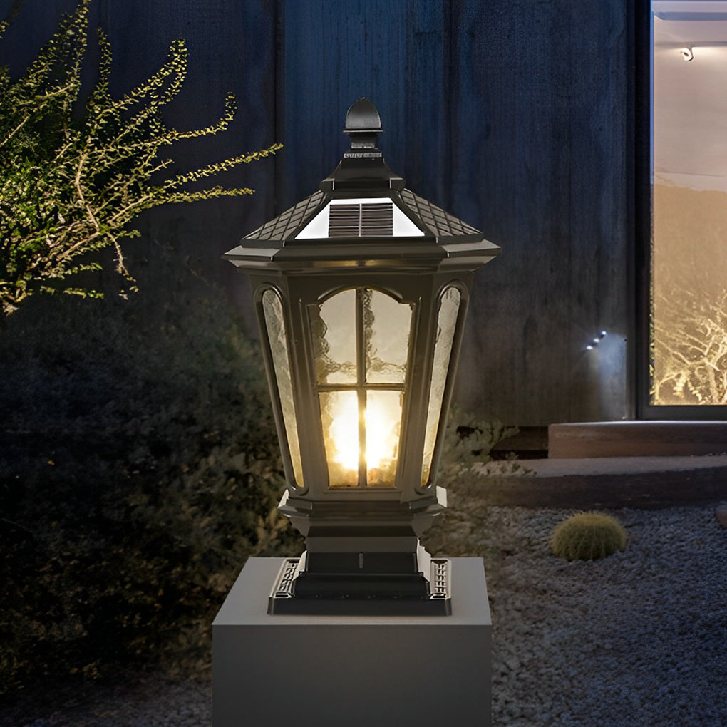 Solar Powered Outdoor Pillar Lights Waterproof Aluminum Fence Post Lantern for Garden Path and Yard