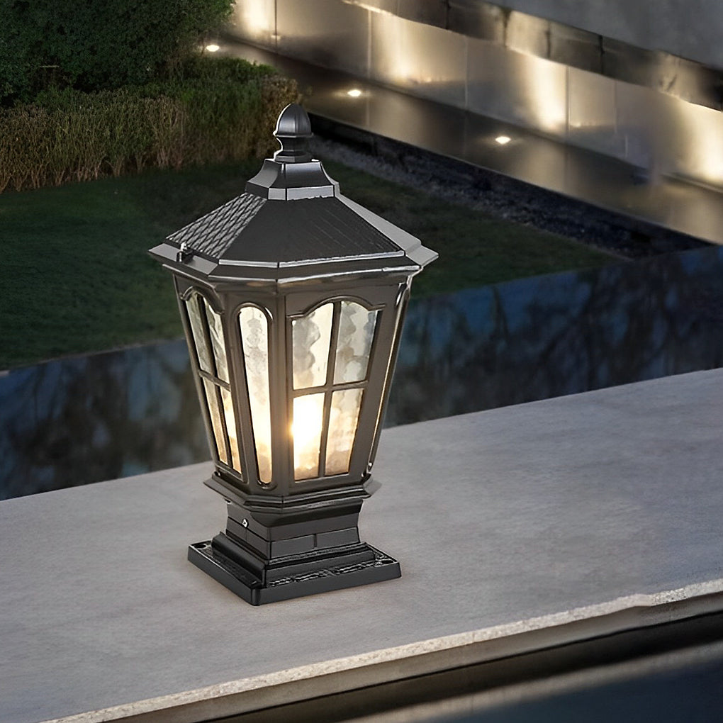Solar Powered Outdoor Pillar Lights Waterproof Aluminum Fence Post Lantern for Garden Path and Yard