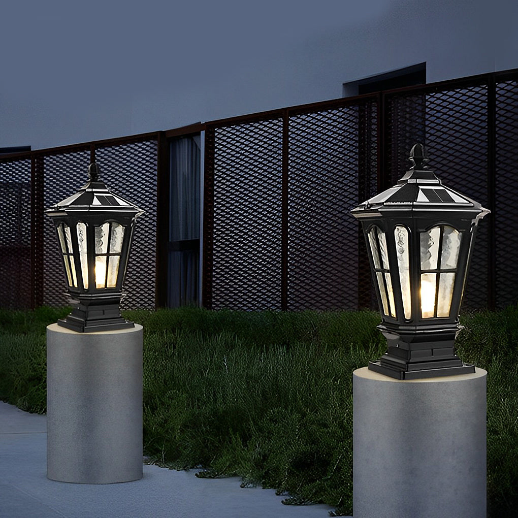 Solar Powered Outdoor Pillar Lights Waterproof Aluminum Fence Post Lantern for Garden Path and Yard