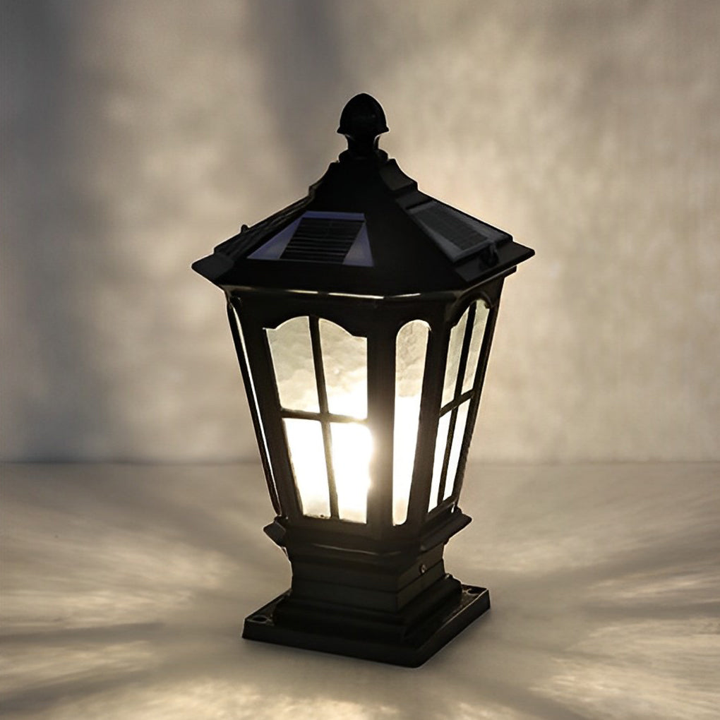 Solar Powered Outdoor Pillar Lights Waterproof Aluminum Fence Post Lantern for Garden Path and Yard