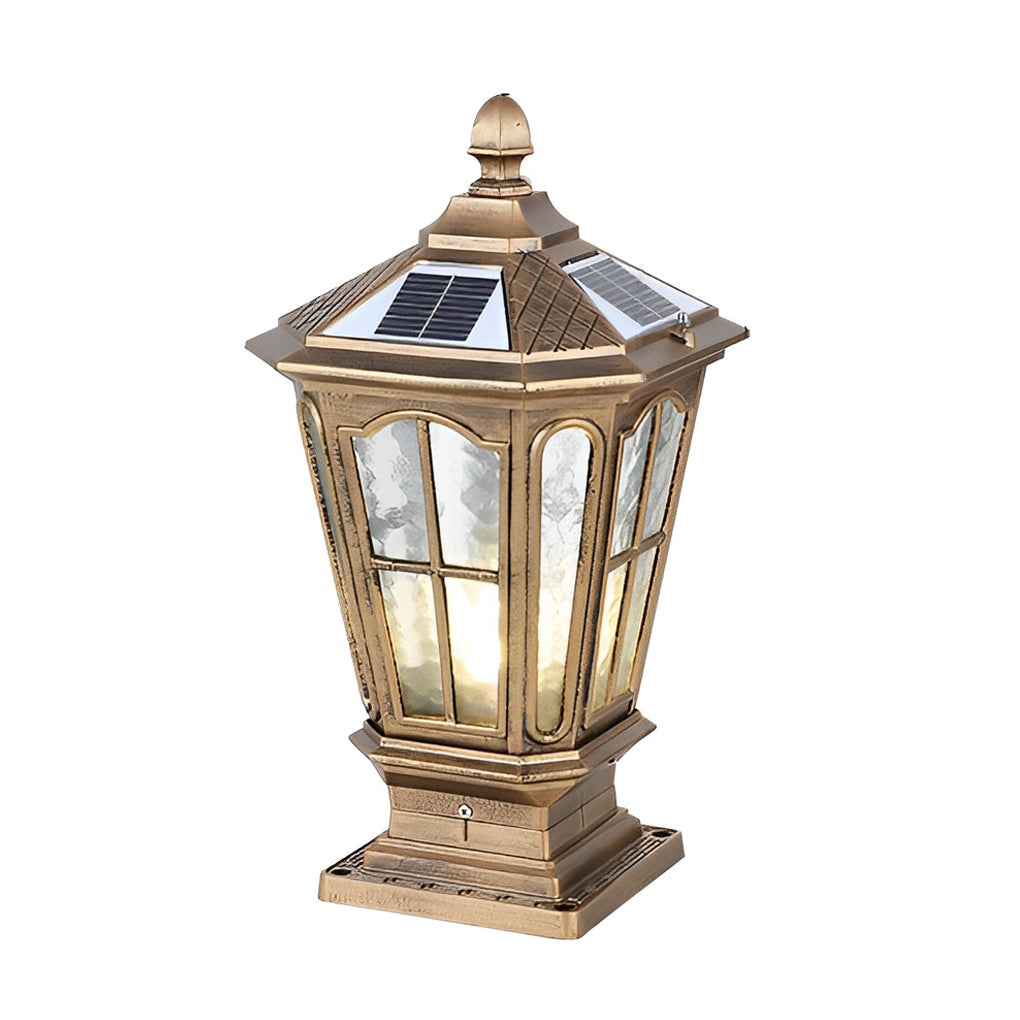 Solar Powered Outdoor Pillar Lights Waterproof Aluminum Fence Post Lantern for Garden Path and Yard