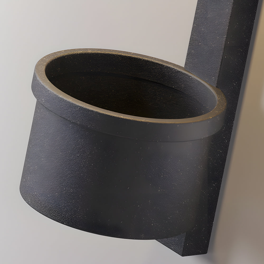 Solar Powered Outdoor Wall Sconce with Integrated Planter Black Stainless Steel LED Exterior Light