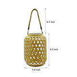 Solar Powered Rattan Garden Lantern Portable Outdoor Hanging LED Light for Patio and Porch