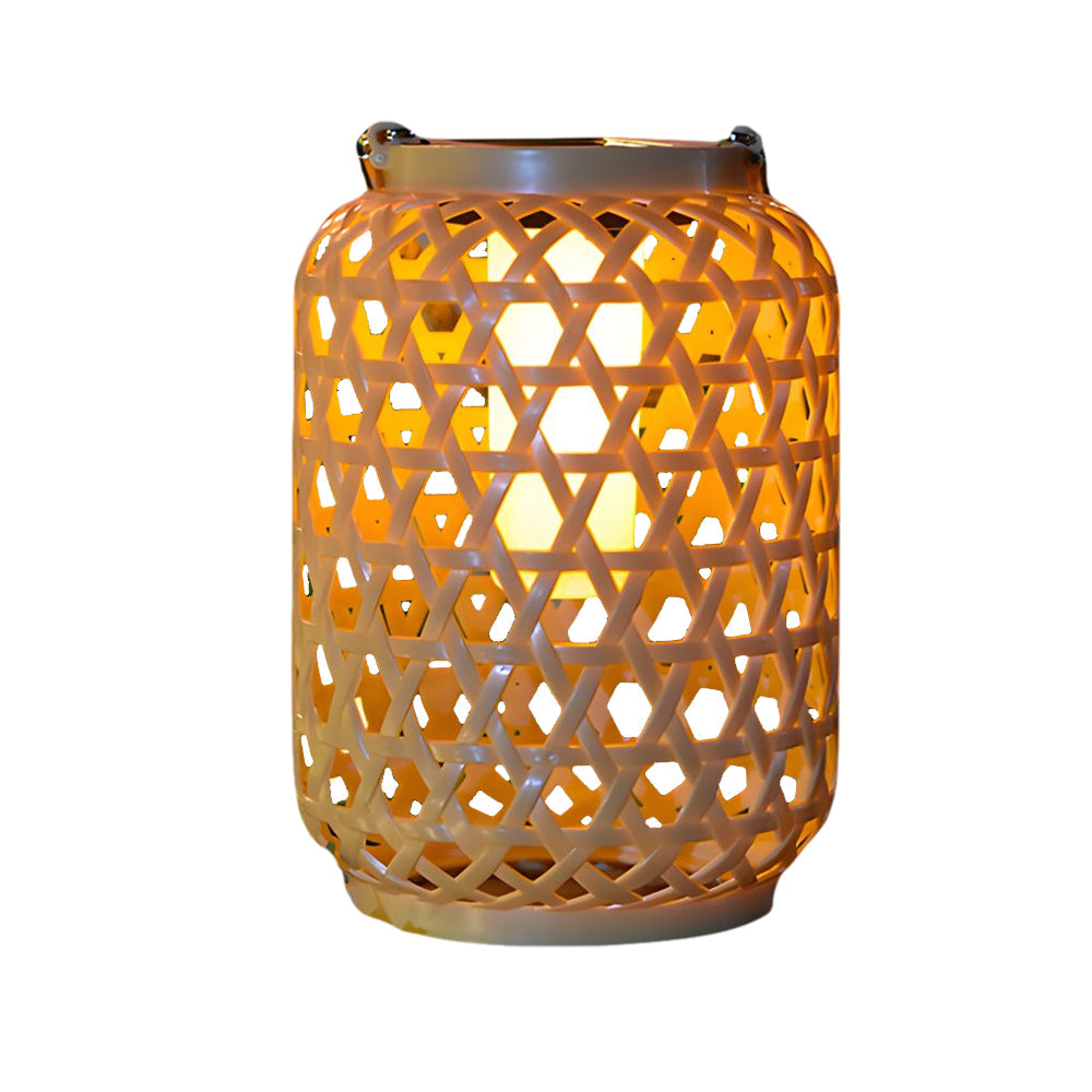 Solar Powered Rattan Garden Lantern Portable Outdoor Hanging LED Light for Patio and Porch