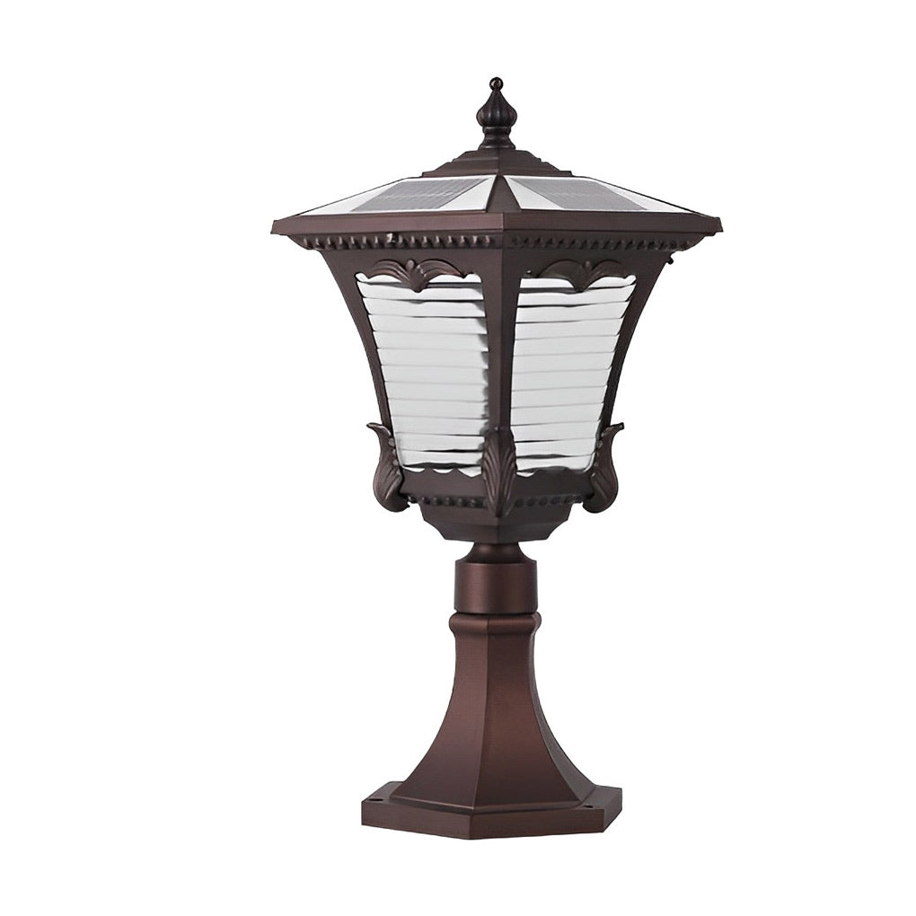 Solar Powered Retro Outdoor Pathway Light Waterproof Aluminum LED Garden Lawn Lamp