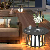 Solar Powered RGB Metal Coffee Table Lamp Waterproof Outdoor Floor Lantern for Garden and Patio