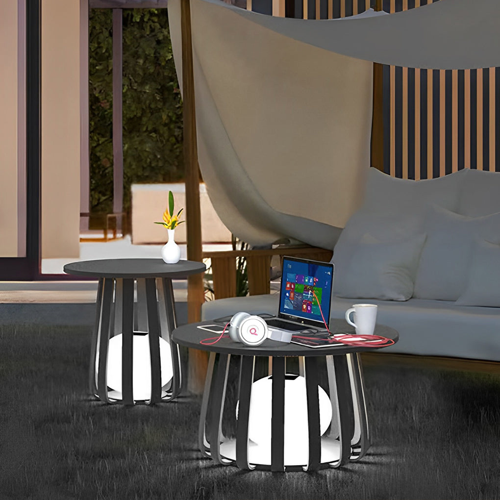 Solar Powered RGB Metal Coffee Table Lamp Waterproof Outdoor Floor Lantern for Garden and Patio