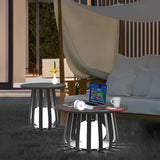Solar Powered RGB Metal Coffee Table Lamp Waterproof Outdoor Floor Lantern for Garden and Patio