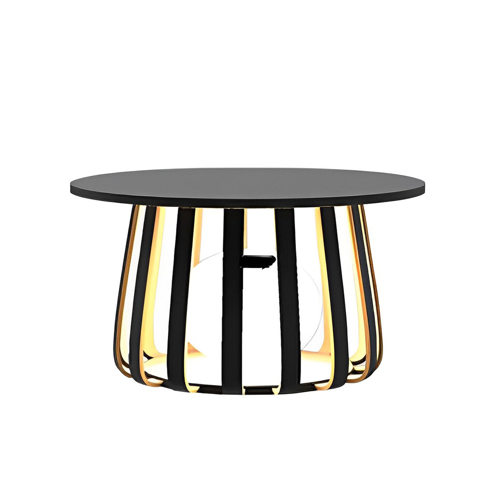Solar Powered RGB Metal Coffee Table Lamp Waterproof Outdoor Floor Lantern for Garden and Patio