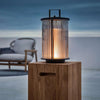 Solar Powered Ribbed Glass Cylinder Outdoor Lantern with Stainless Steel Handle