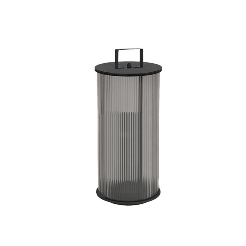 Solar Powered Ribbed Glass Cylinder Outdoor Lantern with Stainless Steel Handle