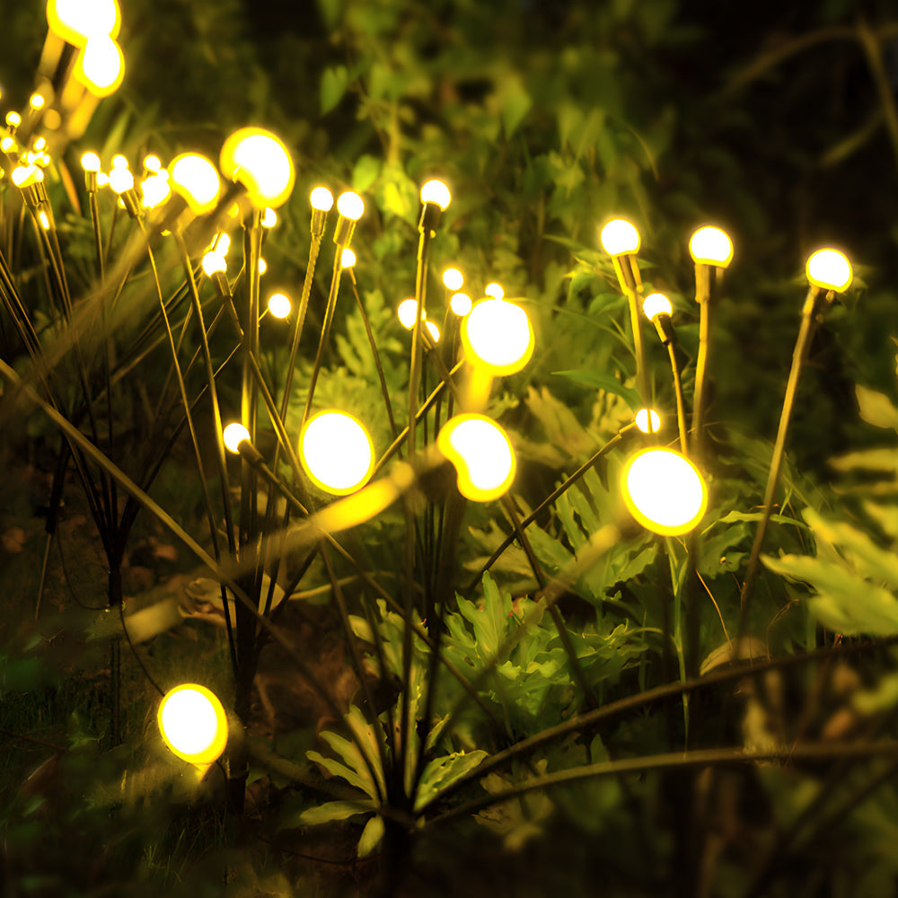 Solar Powered Swaying Firefly Garden Lights Waterproof Starburst Pathway Lighting 2 Pack Warm White
