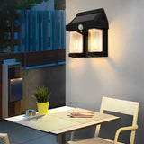 Solar Powered Tungsten Bulb Wall Lantern Outdoor Dusk to Dawn Motion Sensor Light for Garden and Porch
