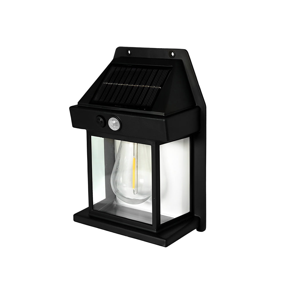 Solar Powered Tungsten Bulb Wall Lantern Outdoor Dusk to Dawn Motion Sensor Light for Garden and Porch
