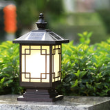 Solar Powered Waterproof LED Outdoor Post Cap Lights Retro Brown Aluminum Fence Pillar Lanterns