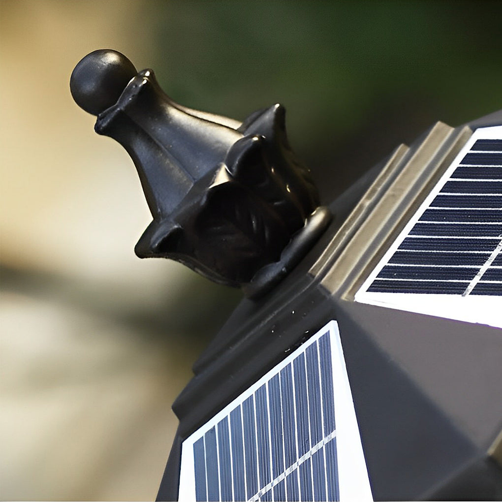 Solar Powered Waterproof LED Outdoor Post Cap Lights Retro Brown Aluminum Fence Pillar Lanterns