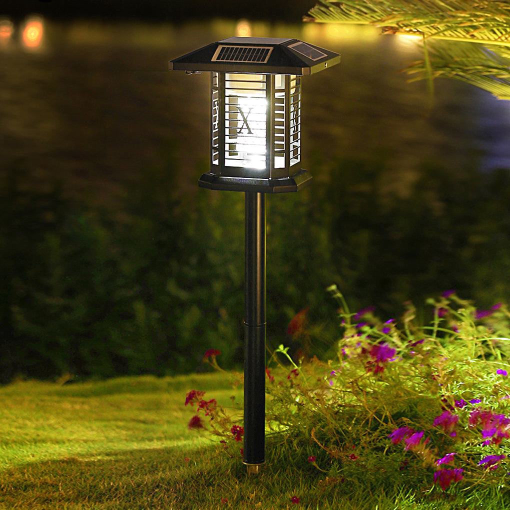 Solar Powered Waterproof Mosquito Killer Lamp for Outdoor Garden Stainless Steel LED Landscape Light