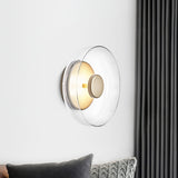 Solara Minimalist Circular LED Wall Sconce with Glass Shade for Bedroom and Hallway