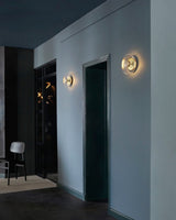 Solara Minimalist Circular LED Wall Sconce with Glass Shade for Bedroom and Hallway